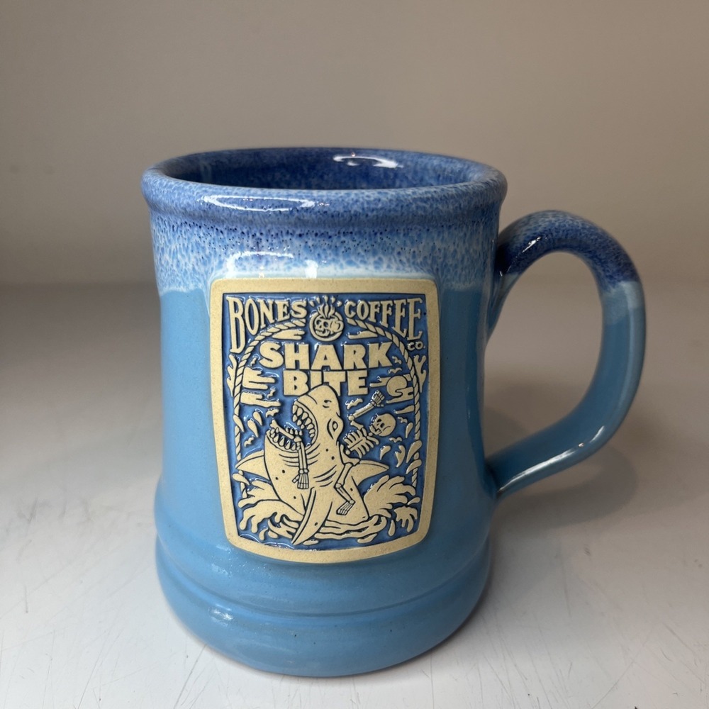 Bones Coffee Company by Deneen Pottery  "SHARK BITE"  2020 Ltd. Edition Mug